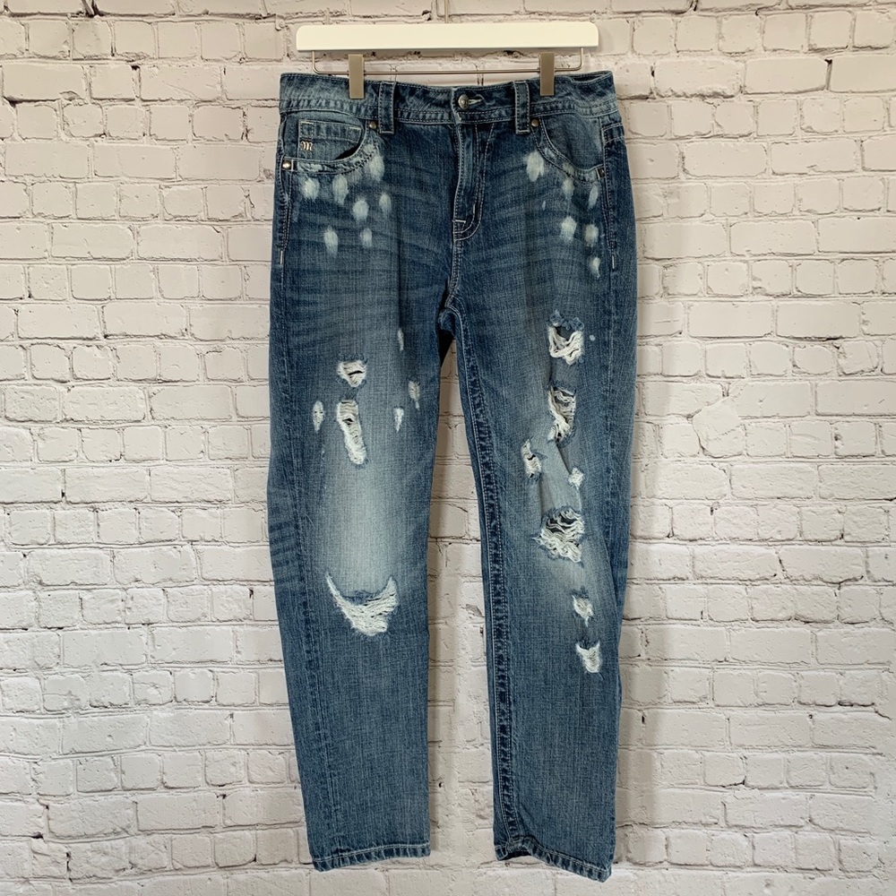 Miss Me Boyfriend Ankle Distressed Acid Wash Jeans